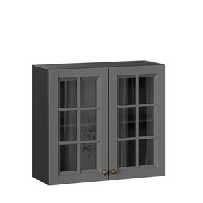 Шкаф настенный Амели-3 800 со стеклом ЛД 299.360.000.036, Черный/Оникс серый в Благовещенске