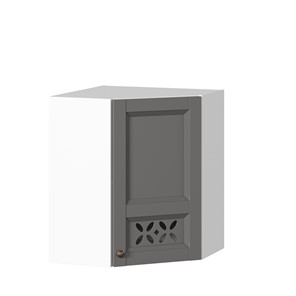 Кухонный навесной шкаф Амели-3 угловой 600 ЛД 299.610.000.055, Белый/Оникс серый в Благовещенске