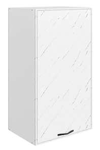 Шкаф на кухню Монако L450 Н900 (1 дв. гл.), белый/мрамор пилатус матовый в Благовещенске