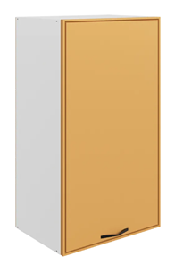 Навесной шкаф Монако L450 Н900 (1 дв. гл.), белый/охра матовый в Благовещенске