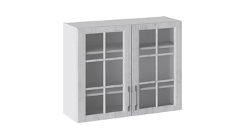 Кухонный шкаф Прованс (Белый глянец/Санторини светлый) со стеклом В_72-90_2ДРс в Благовещенске