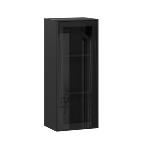 Настенный шкаф высокий со стеклом 400 Индиго ЛД 298.420.000.068, Чёрный/Чёрный в Благовещенске