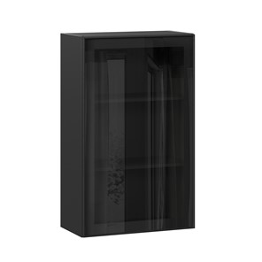 Шкаф настенный высокий со стеклом 600 Индиго ЛД 298.450.000.170, Чёрный/Чёрный в Благовещенске - предосмотр