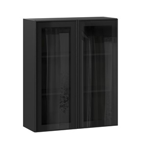 Кухонный шкаф высокий со стеклом 800 Индиго ЛД 298.460.000.156, Чёрный/Чёрный в Благовещенске