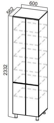 Шкаф-пенал кухонный Стайл, П600г(2332), МДФ в Благовещенске - изображение