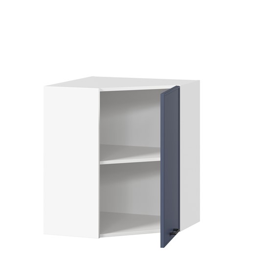Настенный угловой шкаф Индиго ЛД 298.610.000.116, Белый/Тёмно-синий в Благовещенске - изображение 1