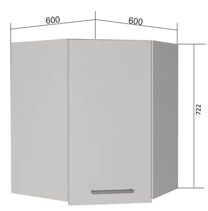 Угловой навесной шкаф ВУ7, Сатин/Белый в Благовещенске - изображение