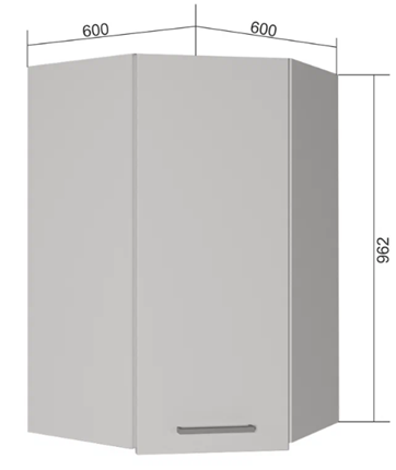 Угловой навесной шкаф ВУ9, Сатин/Белый в Благовещенске - изображение