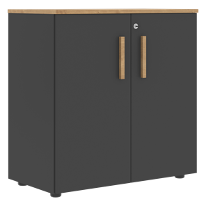 Низкий шкаф широкий с малыми дверцами FORTA Графит-Дуб Гамильтон  FLC 80.1(Z) (798х404х801) в Благовещенске