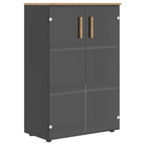 Шкаф со стеклянными средними дверьми FORTA Графит-Дуб Гамильтон FMC 80.2 (798х404х1197) в Благовещенске