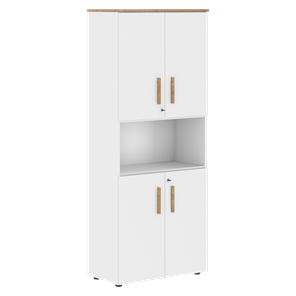 Широкий шкаф высокий FORTA Белый-Дуб Гамильтон FHC 80.4(Z) (798х404х1965) в Благовещенске