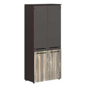 Шкаф колонка со стеклянными и глухими дверями MORRIS  Дуб Базель/Венге Магия MHC 85.2 (854х423х1956) в Благовещенске