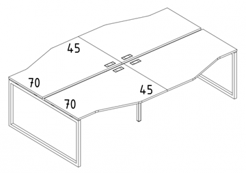 Рабочая станция столы (4х120) Техно на металлокаркасе QUATTRO А4, 240x184x75 белый премиум / металлокаркас белый А4 Б4 189-2 БП в Благовещенске