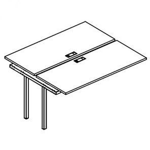 Секция стола рабочей станции на металлокаркасе QUATTRO (2х120) А4, (120x124x75) белый премиум / металлокаркас белый, А4 Б4 170-1 БП в Благовещенске