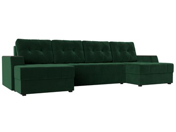 Большой П-образный диван Эмир, Зеленый (Велюр) боннель в Благовещенске