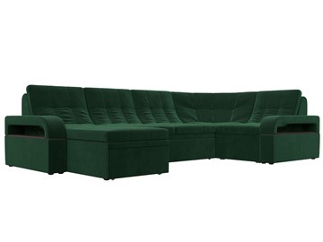П-образный диван Лига-035, Зеленый (велюр) в Благовещенске
