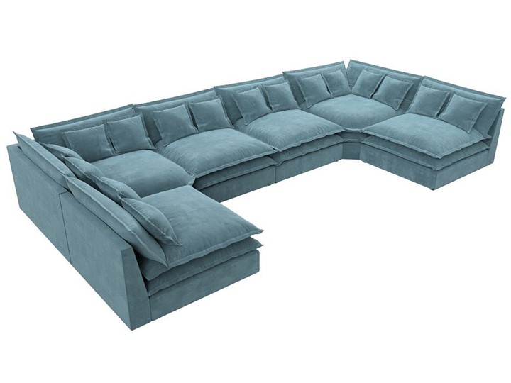 Большой П-образный диван Лига-040, Бирюзовый (велюр) в Благовещенске - изображение 4