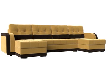 Большой П-образный диван Марсель, Желтый\Коричневый (Микровельвет) в Благовещенске