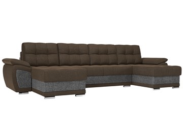 П-образный диван Нэстор, Коричневый/Серый (рогожка) в Благовещенске
