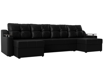 Большой П-образный диван Сенатор, Черный (Экокожа) боннель в Благовещенске