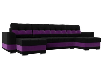 П-образный диван Честер, Черный/фиолетовый (вельвет) в Благовещенске