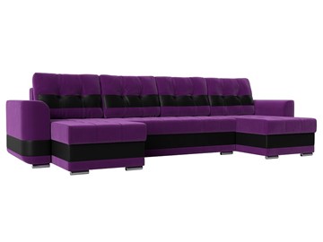 П-образный диван Честер, Фиолетовый/черный (вельвет/экокожа) в Благовещенске
