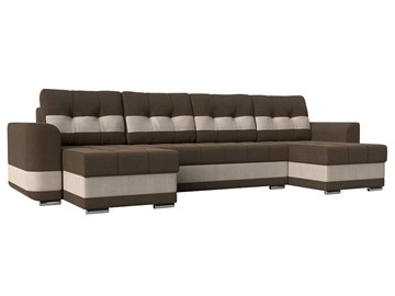 П-образный диван Честер, коричневый/бежевый (рогожка) в Благовещенске