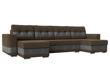 П-образный диван Честер, Коричневый/серый (рогожка) в Благовещенске