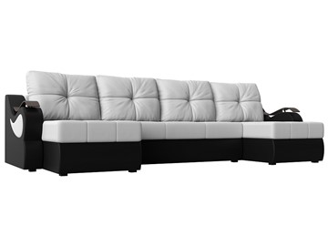 П-образный диван Меркурий П, Белый/черный (экокожа) в Благовещенске
