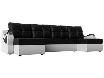 П-образный диван Меркурий П, Черный/белый (экокожа) в Благовещенске