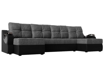П-образный диван Меркурий П, Серый/черный (рогожка/экокожа) в Благовещенске