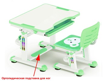 Парта растущая + стул Mealux BD-08 Teddy, green, зеленая в Благовещенске