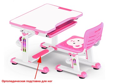 Растущая парта и стул Mealux BD-08 Teddy, pink, розовая в Благовещенске
