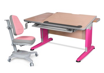 Кресло и растущая парта Mealux Detroit + Onyx BD-320 NT/R-L + Y-110 DPG, клен/розовый в Благовещенске