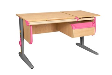 Детский стол-трансформер 1/75-40 (СУТ.25) + Tumba 1 Бежевый/Серый/розовый в Благовещенске