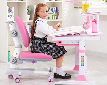 Растущая парта + стул Комплект Mealux EVO Evo-30 BL (арт. Evo-30 BL + Y-115 KBL), серый, розовый в Благовещенске - предосмотр 9