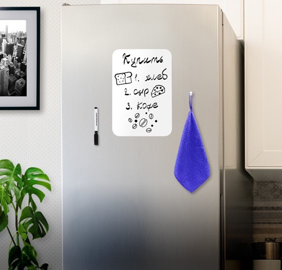 Доска магнитно-маркерная на холодильник BRAUBERG, 30х21 см с маркером, магнитом и салфеткой в Благовещенске - изображение 2